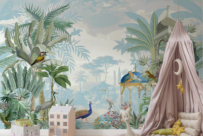 Persian Garden Mural Dollhouse Miniature Wallpaper