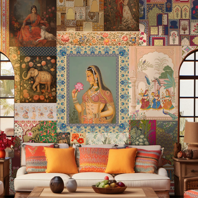 Customized Ethnic Mughal Theme Wallpaper Murals For Home, Hotel and Café Decoration