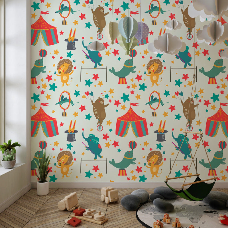 Kids Circus Wallpaper For Kids Rooms Wall Decoration