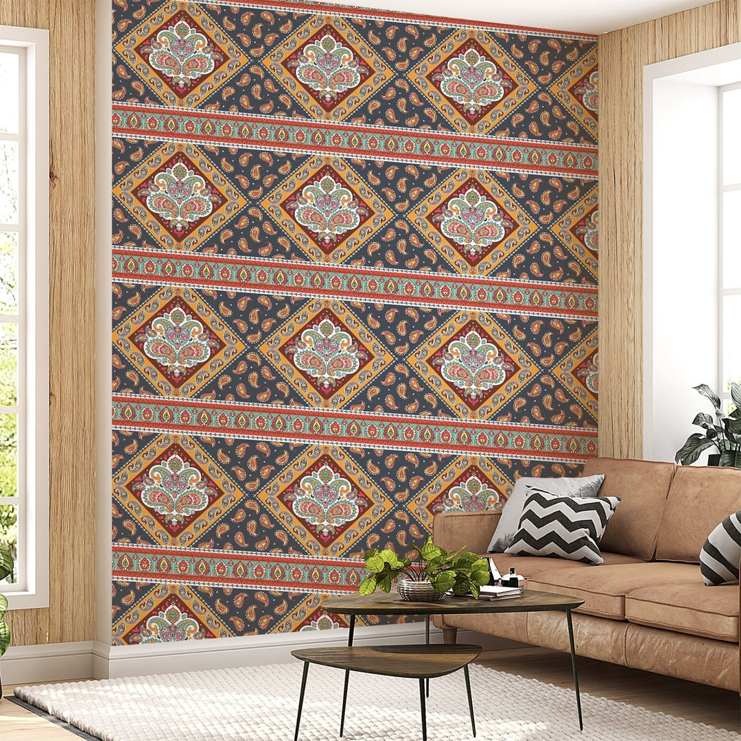 Abstract Geometric Ethnic Pattern Moroccan wallpaper For Living Room Wall decoration