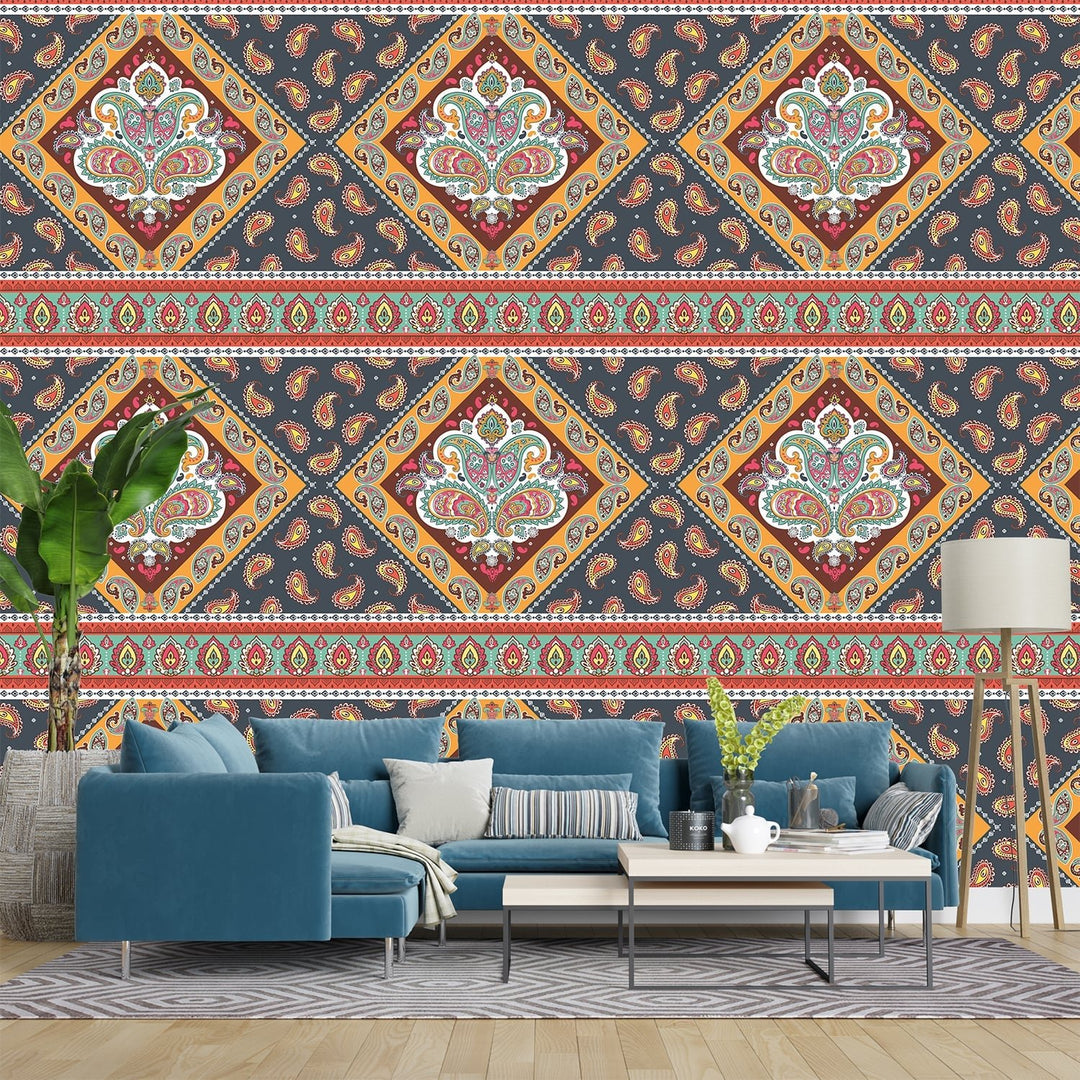 Abstract Geometric Ethnic Pattern Moroccan wallpaper For Living Room Wall decoration