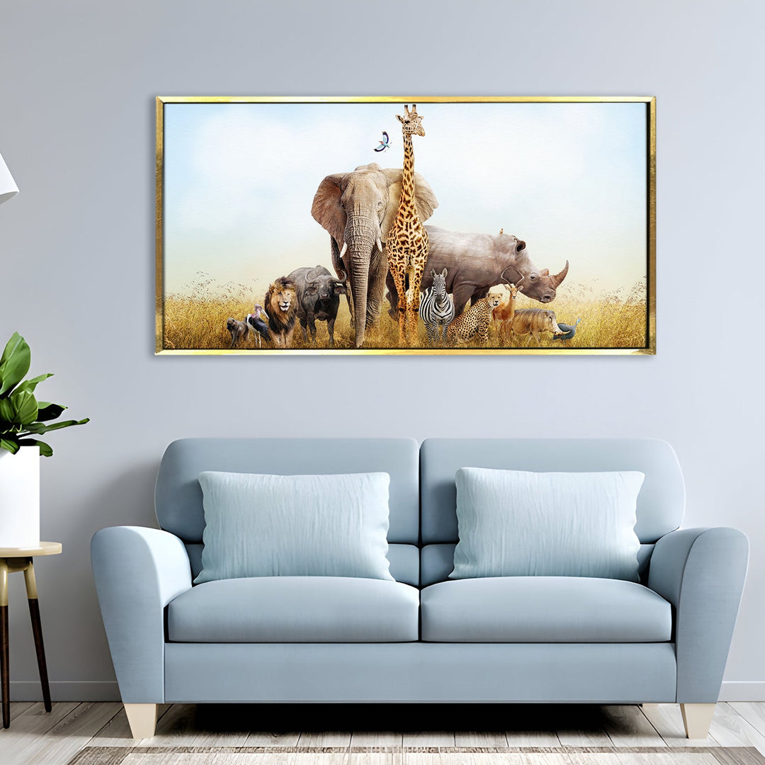 Amazing Wildlife Wall Art. Large Canvas Framed Digital Reprints of Jungle, Wildlife, Animals and Birds. Ready To Hang. Size: 24 Inch x 48 Inch (WBWA26)