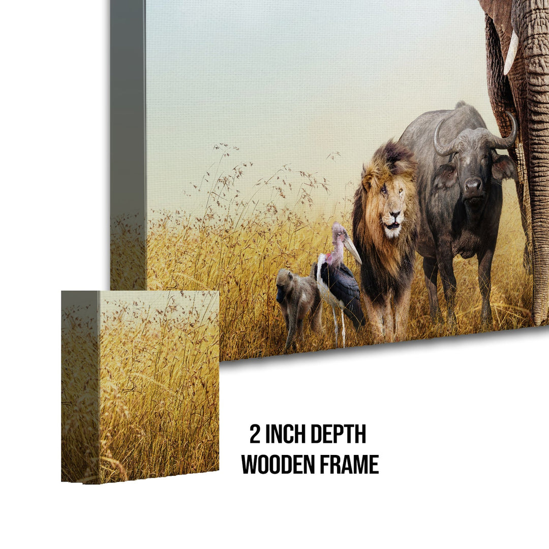 Amazing Wildlife Wall Art. Large Canvas Framed Digital Reprints of Jungle, Wildlife, Animals and Birds. Ready To Hang. Size: 24 Inch x 48 Inch (WBWA26)