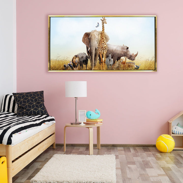 Amazing Wildlife Wall Art. Large Canvas Framed Digital Reprints of Jungle, Wildlife, Animals and Birds. Ready To Hang. Size: 24 Inch x 48 Inch (WBWA26)