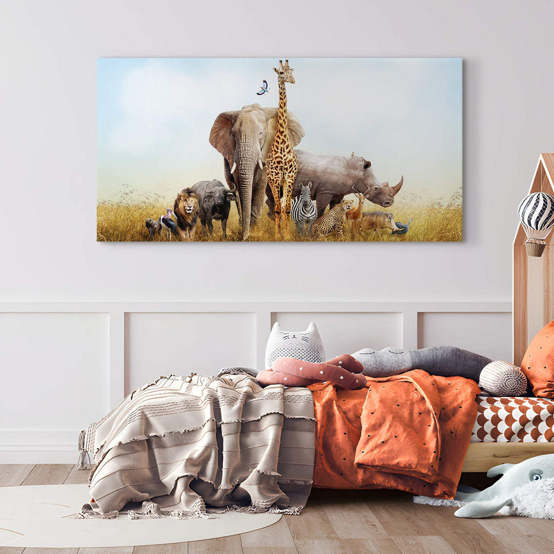 Amazing Wildlife Wall Art. Large Canvas Framed Digital Reprints of Jungle, Wildlife, Animals and Birds. Ready To Hang. Size: 24 Inch x 48 Inch (WBWA26)