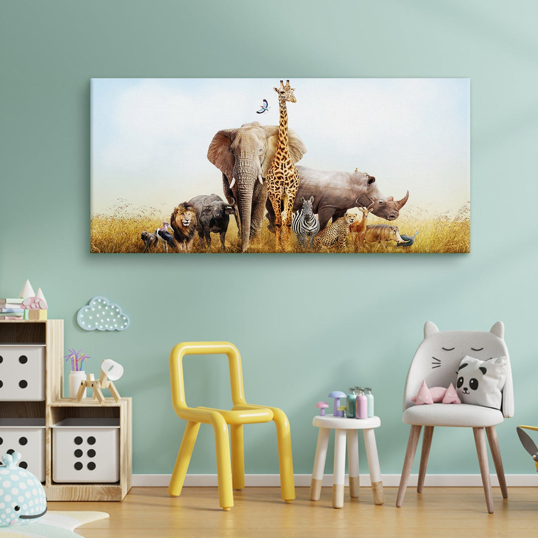 Amazing Wildlife Wall Art. Large Canvas Framed Digital Reprints of Jungle, Wildlife, Animals and Birds. Ready To Hang. Size: 24 Inch x 48 Inch (WBWA26)