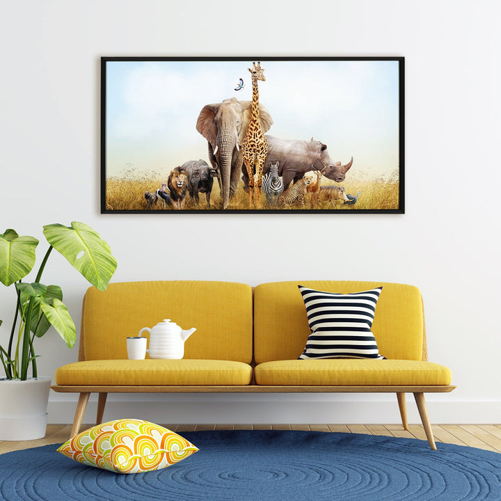 Amazing Wildlife Wall Art. Large Canvas Framed Digital Reprints of Jungle, Wildlife, Animals and Birds. Ready To Hang. Size: 24 Inch x 48 Inch (WBWA26)