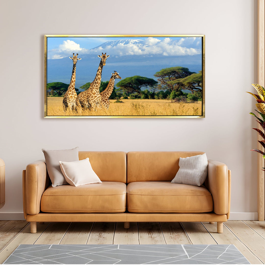 Amazing Wildlife Wall Art. Large Canvas Framed Digital Reprints of Jungle, Wildlife, Animals and Birds. Ready To Hang. Size: 24 Inch x 48 Inch (WBWA27)