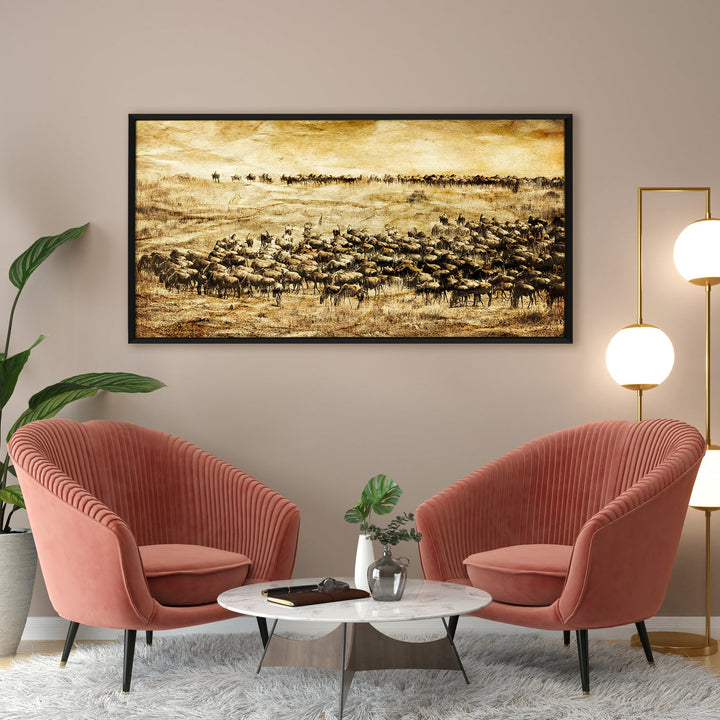 Amazing Wildlife Wall Art. Large Canvas Framed Digital Reprints of Jungle, Wildlife, Animals and Birds. Ready To Hang. Size: 24 Inch x 48 Inch (WBWA31)