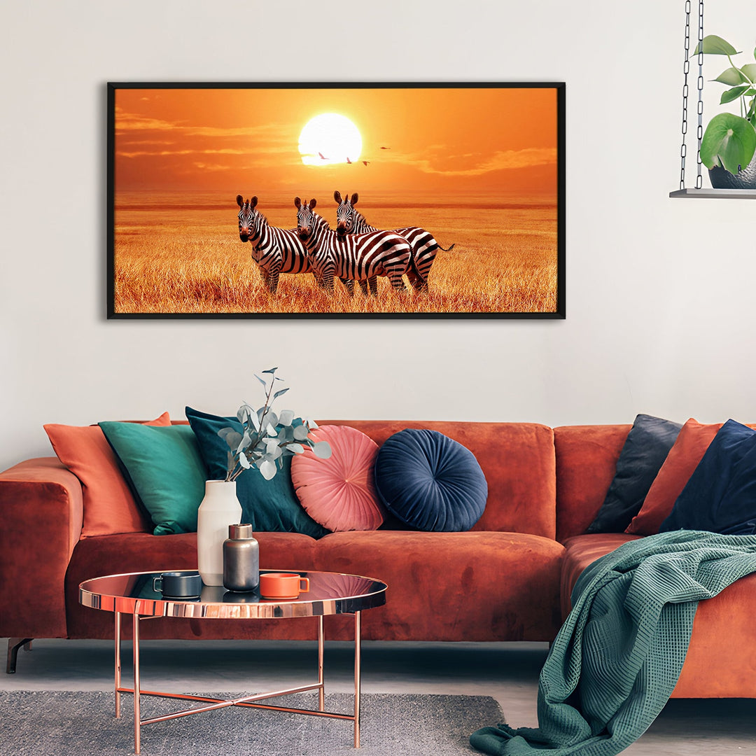 Amazing Wildlife Wall Art. Large Canvas Framed Digital Reprints of Jungle, Wildlife, Animals and Birds. Ready To Hang. Size: 24 Inch x 48 Inch (WBWA32)