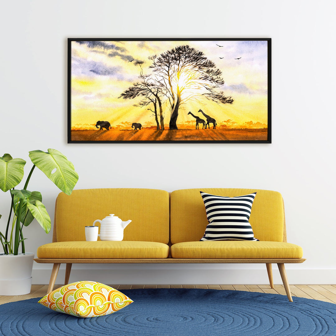 Amazing Wildlife Wall Art. Large Canvas Framed Digital Reprints of Jungle, Wildlife, Animals and Birds. Ready To Hang. Size: 24 Inch x 48 Inch (WBWA42)