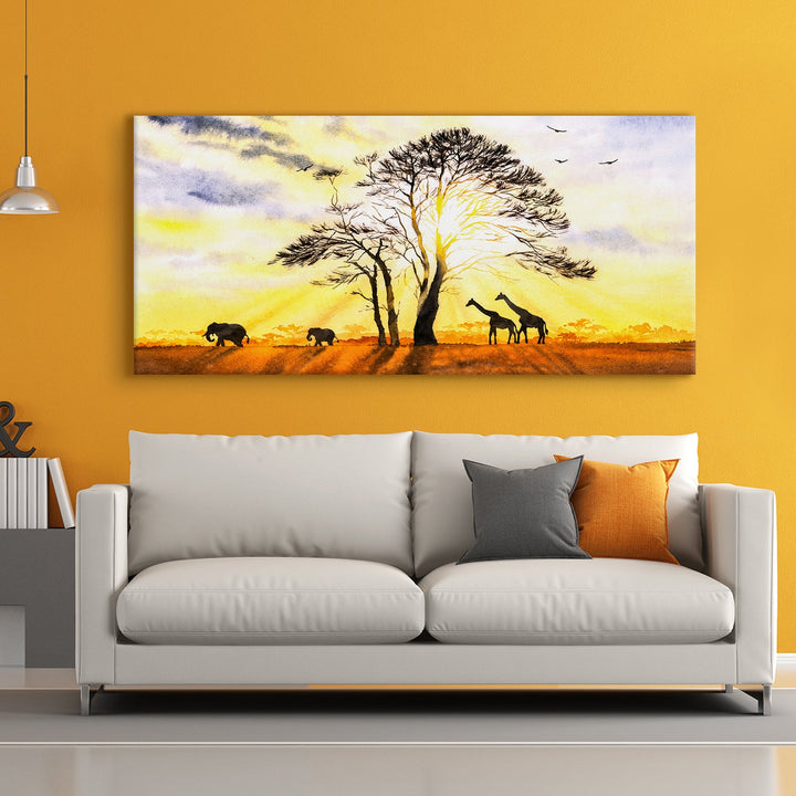 Amazing Wildlife Wall Art. Large Canvas Framed Digital Reprints of Jungle, Wildlife, Animals and Birds. Ready To Hang. Size: 24 Inch x 48 Inch (WBWA42)