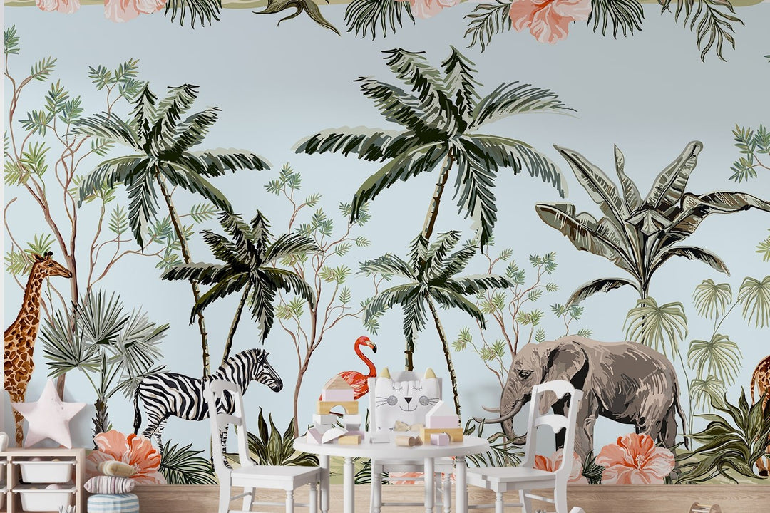 Amazon Safari Animals Wallpaper Children's Room Wallpaper Mural