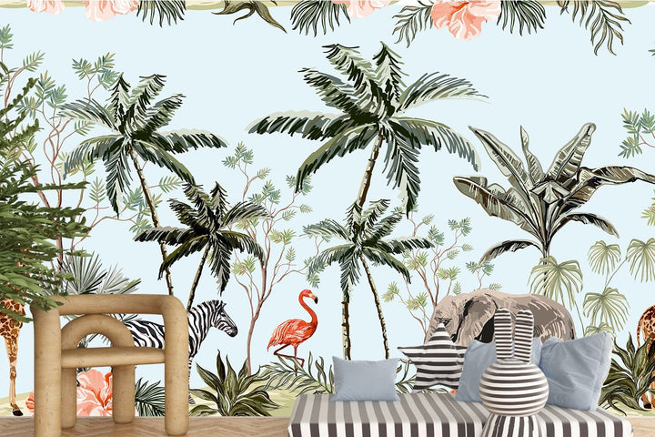 Amazon Safari Animals Wallpaper Children's Room Wallpaper Mural