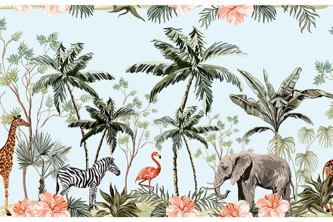 Amazon Safari Animals Wallpaper Children's Room Wallpaper Mural