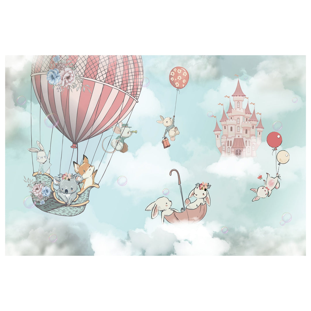 Animals balloon fly Wall Mural For Nursery Kids Room Decoration