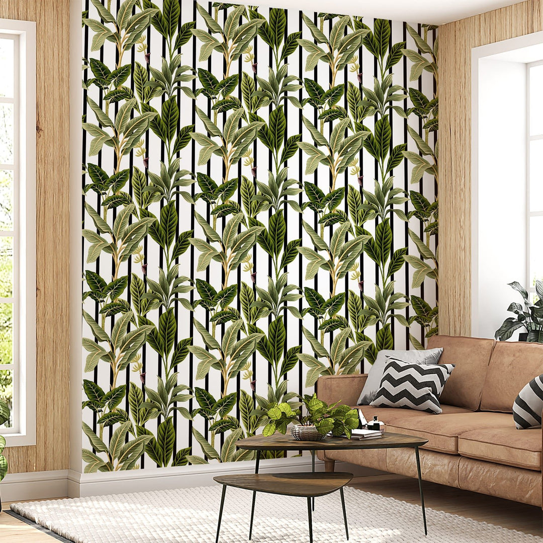 Banana Tree Leaves Wallpaper For Living Room Wall Decoration