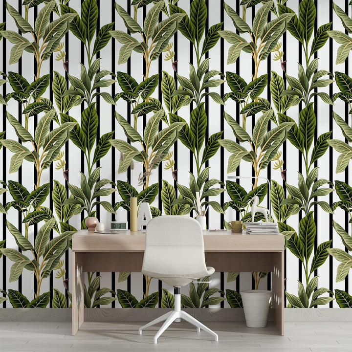 Banana Tree Leaves Wallpaper For Living Room Wall Decoration