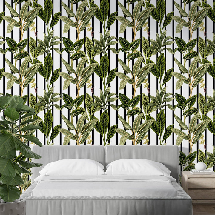 Banana Tree Leaves Wallpaper For Living Room Wall Decoration