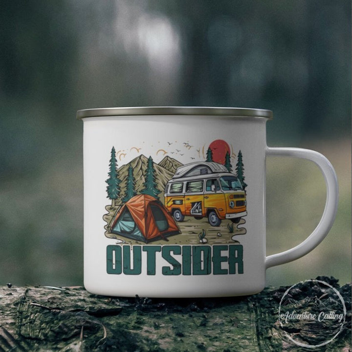 Camping Enamel Mug, Personalised Enamel Mug, Skiing Coffee Mug, Enamel Coffee Mug, Travel Enamel Mug, Adventure Mug