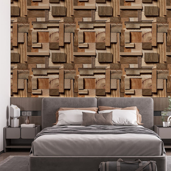 Classics Brown Wood wallpaper For Hotel and Restaurants Wall Decoration