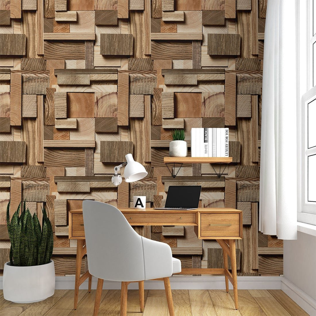 Classics Brown Wood wallpaper For Hotel and Restaurants Wall Decoration