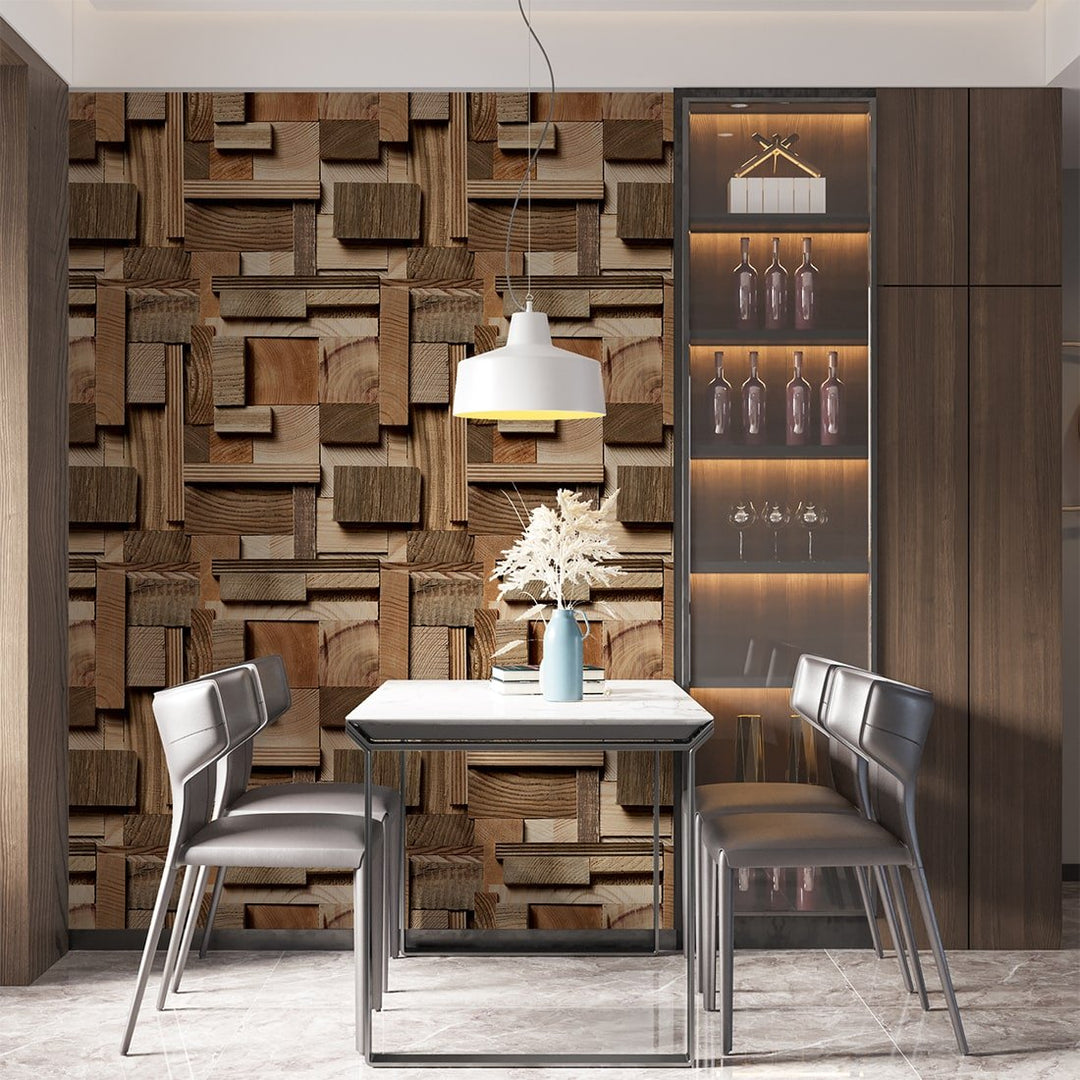 Classics Brown Wood wallpaper For Hotel and Restaurants Wall Decoration