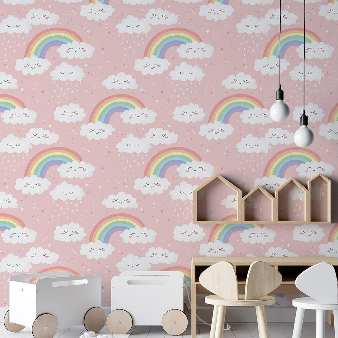 Clouds & Rainbow Wallpaper Mural for kid's Bedrooms