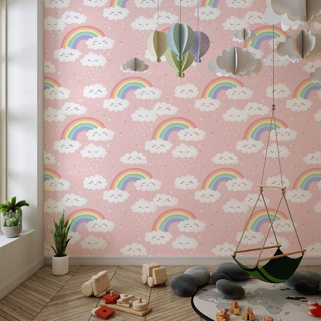 Clouds & Rainbow Wallpaper Mural for kid's Bedrooms