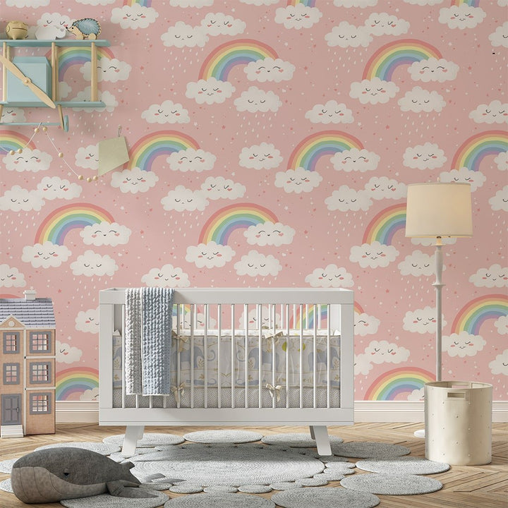 Clouds & Rainbow Wallpaper Mural for kid's Bedrooms