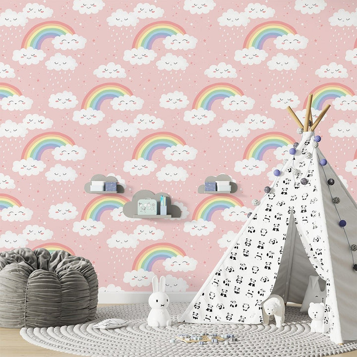 Clouds & Rainbow Wallpaper Mural for kid's Bedrooms