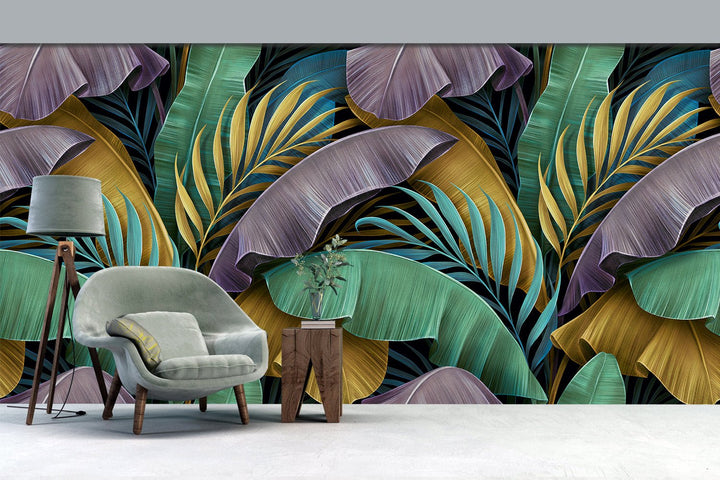 Custom Banana and Tropical leaves Wallpaper Mural For Living Room Wall Decoration