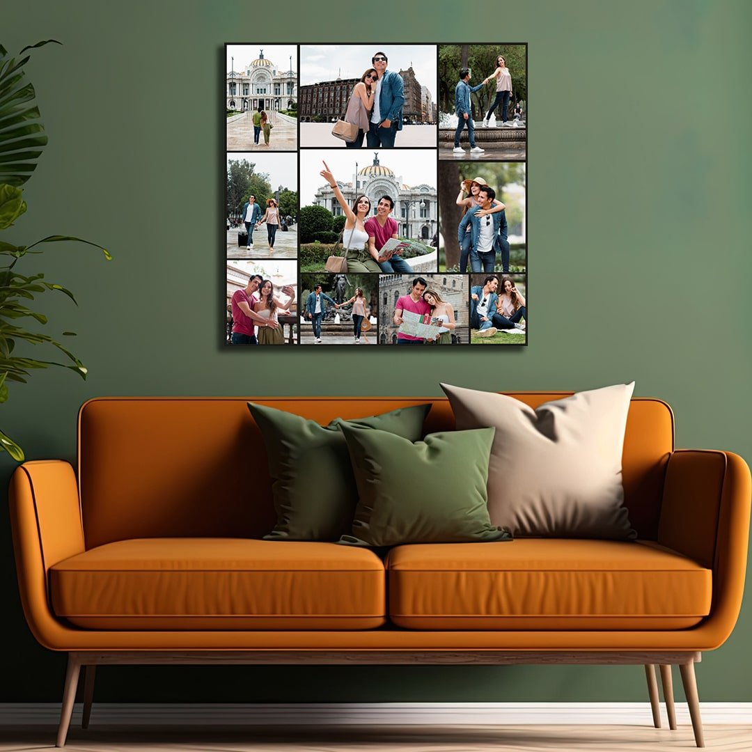 Customized 10 Photo Grid Collage Framed On Canvas Customizable Gift for Special Occasions