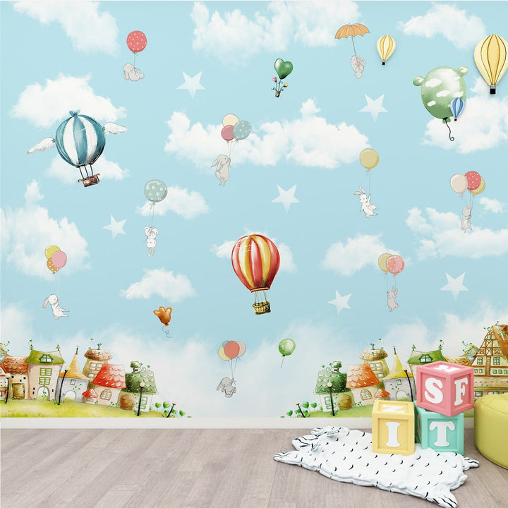 Customized Hot air Balloon Wall Mural For Kids Room wall Decoration