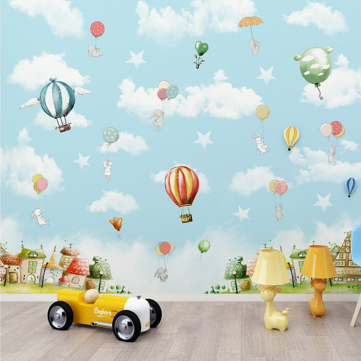 Customized Hot air Balloon Wall Mural For Kids Room wall Decoration