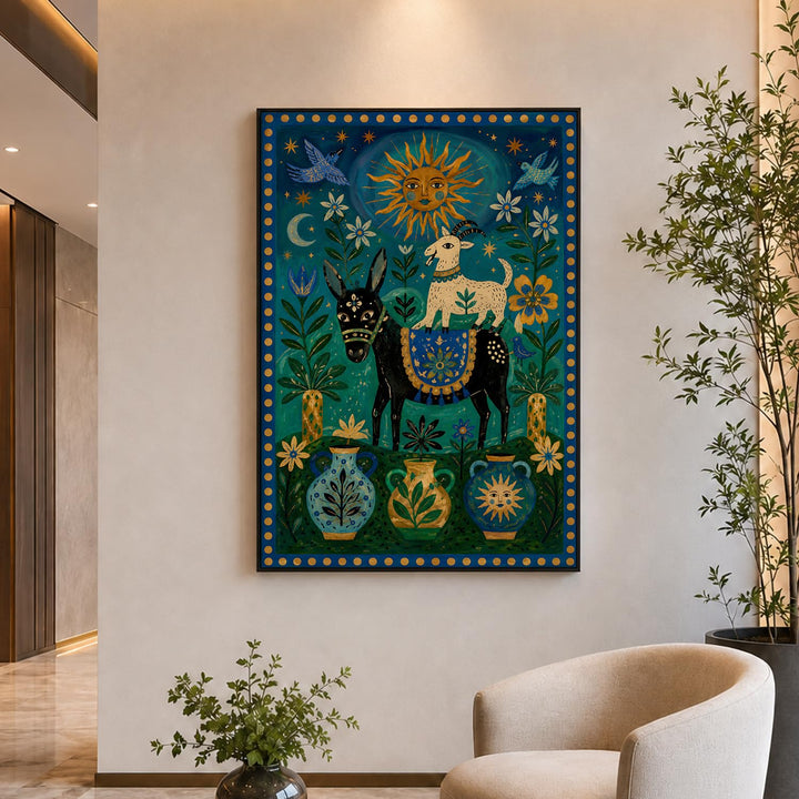Large Chromatic Passage wall art with black floater frame