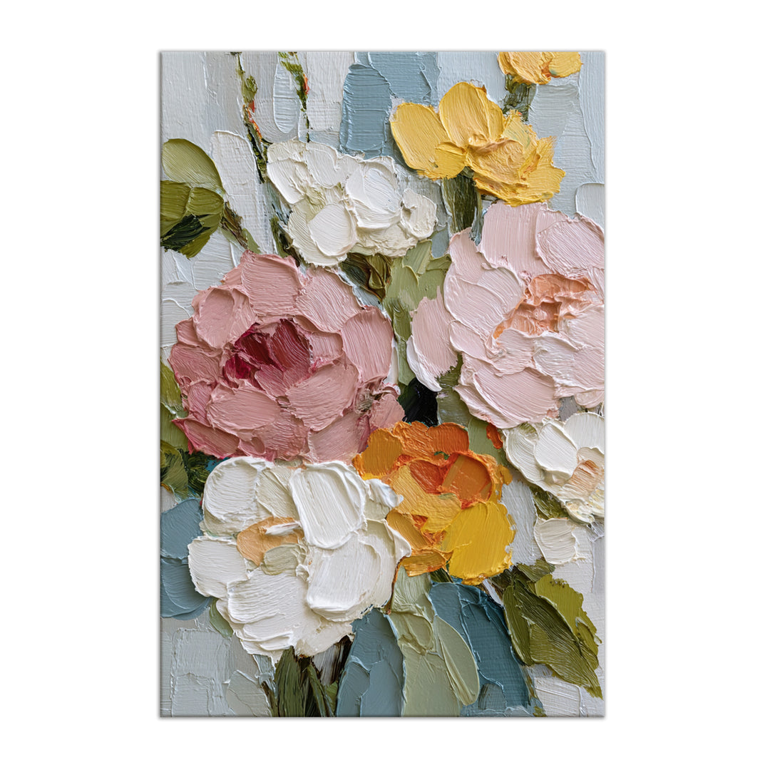Soft Garden Bouquet Art Wrapped Canvas HD Print (FLORAL_WA_039)
