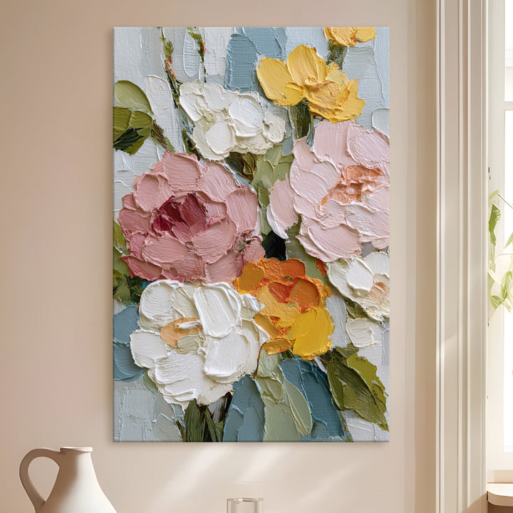 Soft Garden Bouquet Art Wrapped Canvas HD Print (FLORAL_WA_039)