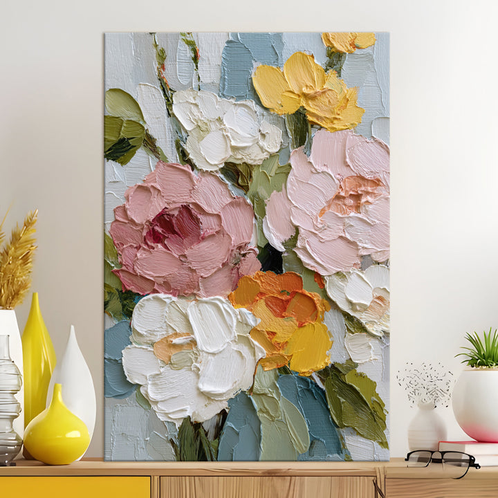 Soft Garden Bouquet Art Wrapped Canvas HD Print (FLORAL_WA_039)