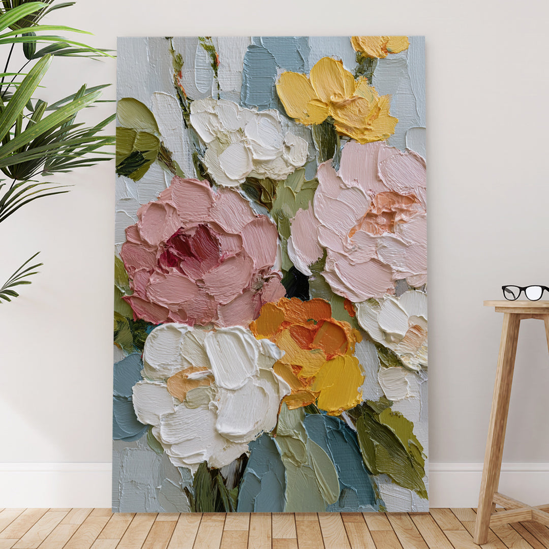Soft Garden Bouquet Art Wrapped Canvas HD Print (FLORAL_WA_039)