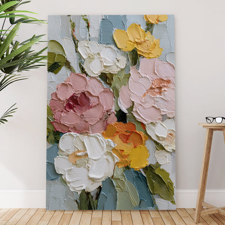 Soft Garden Bouquet Art Wrapped Canvas HD Print (FLORAL_WA_039)