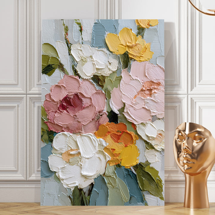 Soft Garden Bouquet Art Wrapped Canvas HD Print (FLORAL_WA_039)