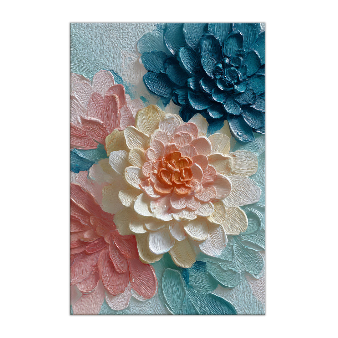 Pastel Dahlia Bloom Art Wrapped Canvas HD Print (FLORAL_WA_042)