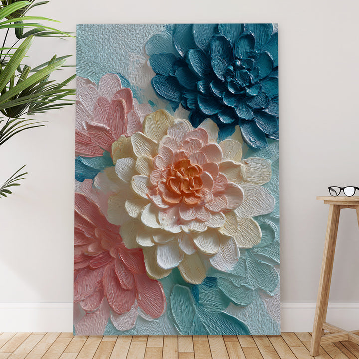 Pastel Dahlia Bloom Art Wrapped Canvas HD Print (FLORAL_WA_042)