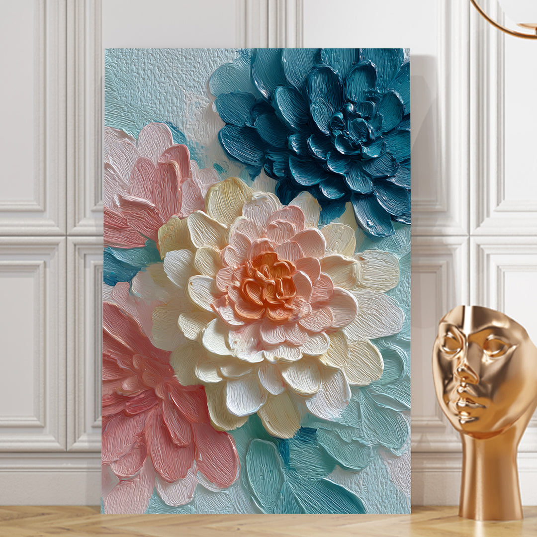 Pastel Dahlia Bloom Art Wrapped Canvas HD Print (FLORAL_WA_042)