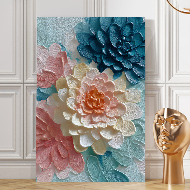 Pastel Dahlia Bloom Art Wrapped Canvas HD Print (FLORAL_WA_042)