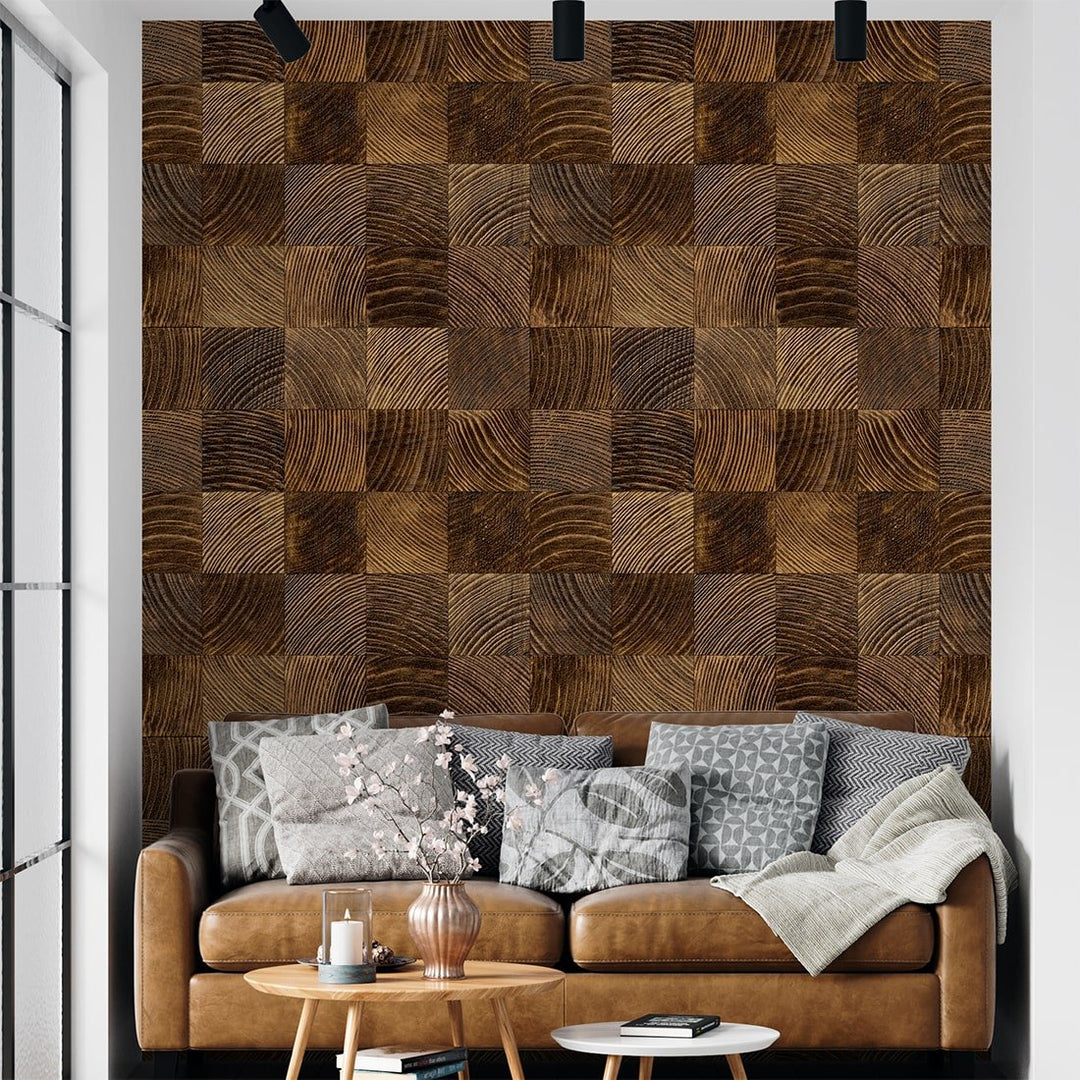 End grain Wood texture Luxury Wood Wallpaper for Living Room Wall Decoration