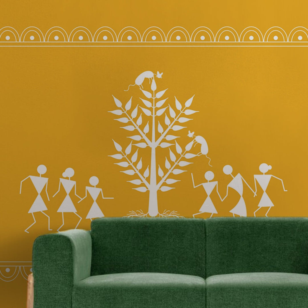 Ethnic India Themed Yellow Pichwai Art Premium Wallpaper Murals For Home, Hotel and Café Decoration