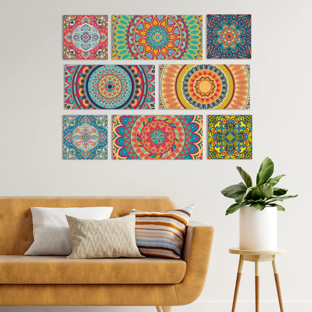 Ethnic Indian Mandala Canvas Painting For Living Room and Hotel Decoration