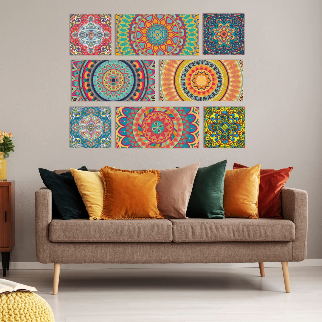 Ethnic Indian Mandala Canvas Painting For Living Room and Hotel Decoration